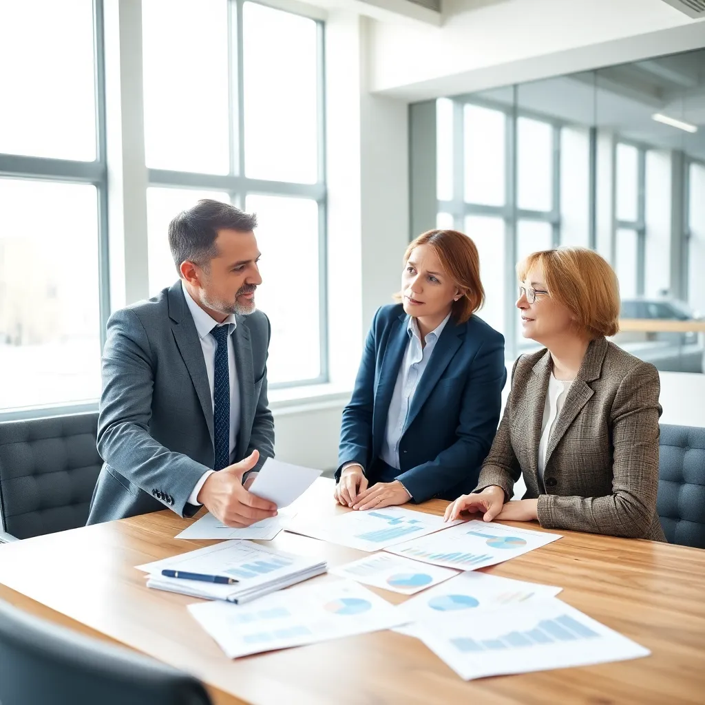Koppel dat financiën bespreekt met grafieken en rapporten