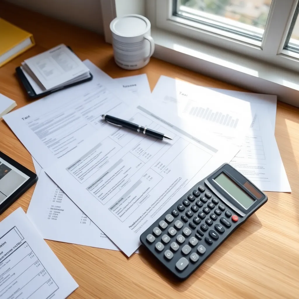 Belastingdocumenten met Nederlandse formulieren en calculator